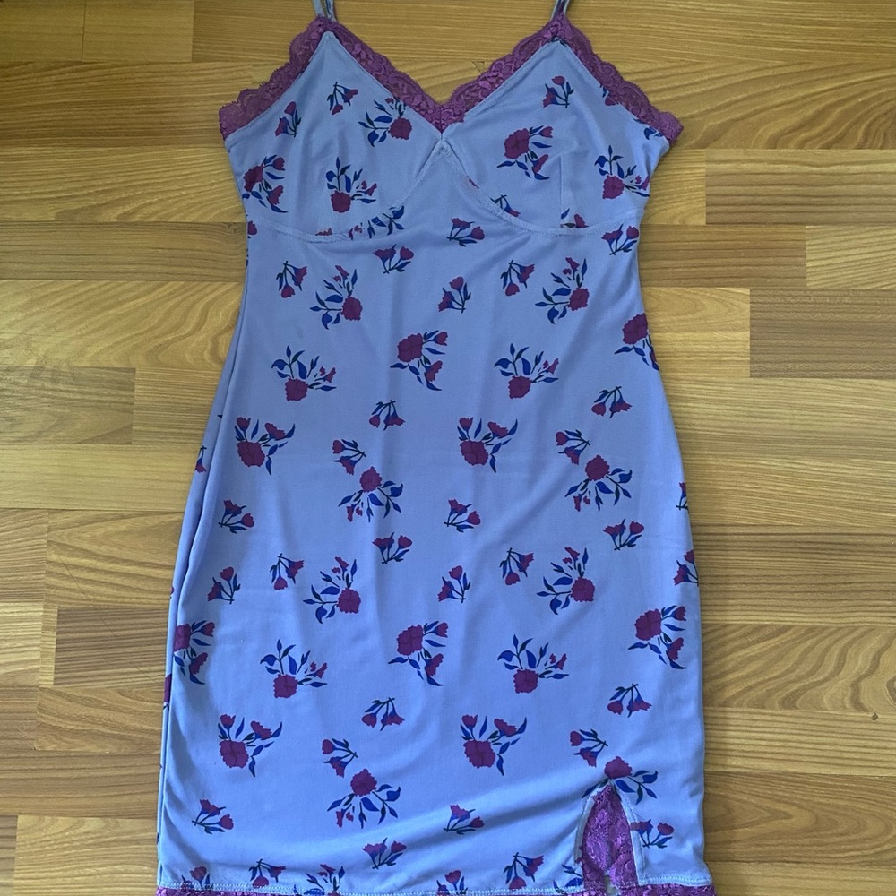 Y2K Wild Fable Purple Floral Slip Dress with Spaghetti Straps